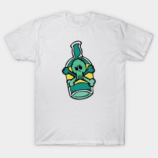 Green Skull and Bones Dangerous Poison Bottle T-Shirt